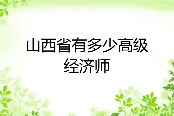 山西省有多少高级经济师
