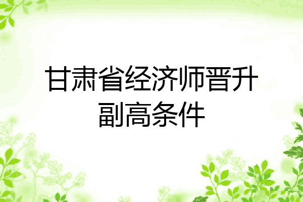 甘肃省经济师晋升副高条件