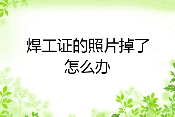 焊工证的照片掉了怎么办