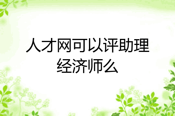 人才网可以评助理经济师么