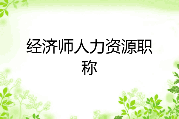 经济师人力资源职称