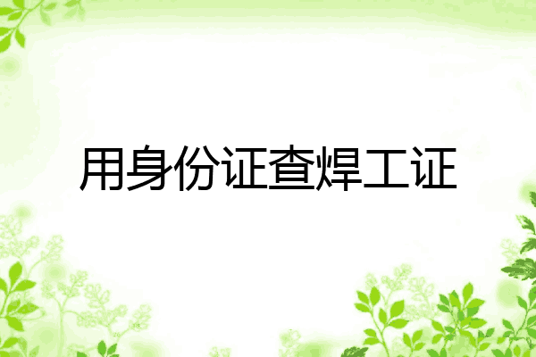 用身份证查焊工证