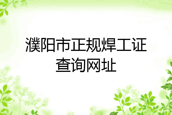 濮阳市正规焊工证查询网址