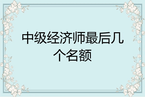 中级经济师最后几个名额