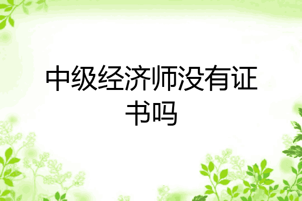 中级经济师没有证书吗