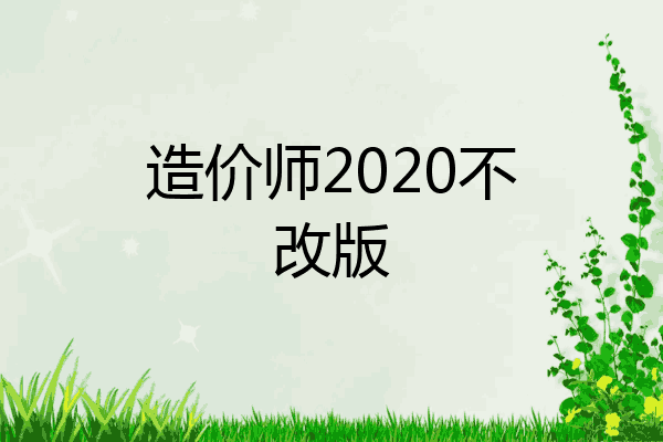 造价师2020不改版
