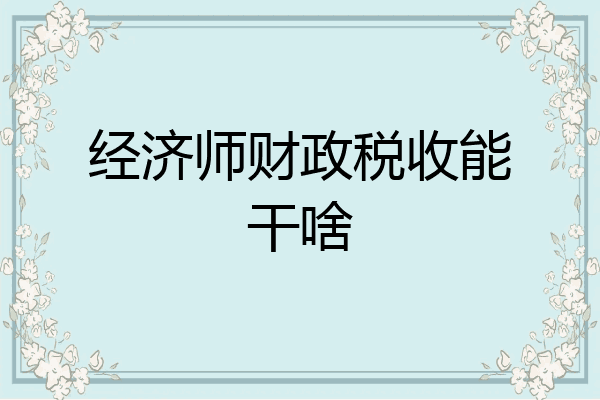 经济师财政税收能干啥
