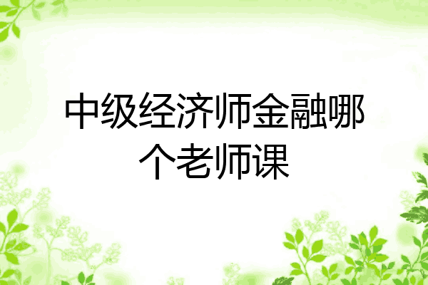 中级经济师金融哪个老师课