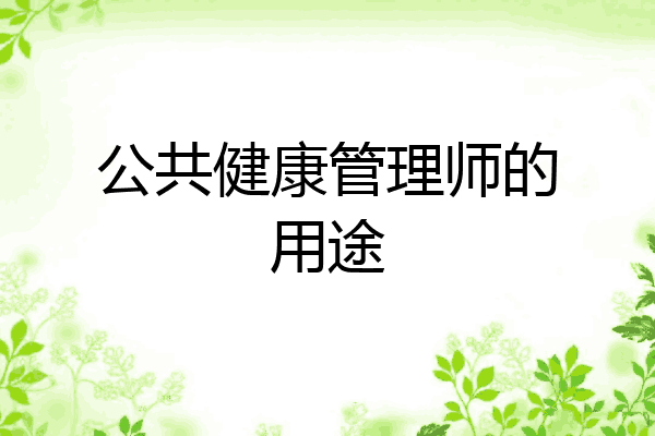 公共健康管理师的用途