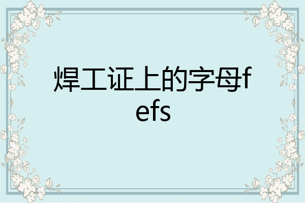 焊工证上的字母fefs