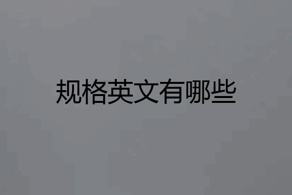 规格英文有哪些