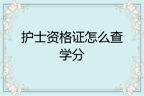 护士资格证怎么查学分