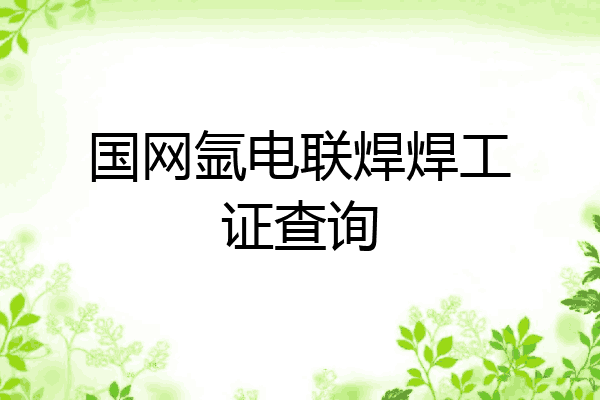国网氩电联焊焊工证查询