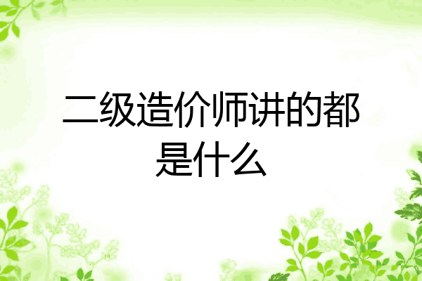 二级造价师讲的都是什么