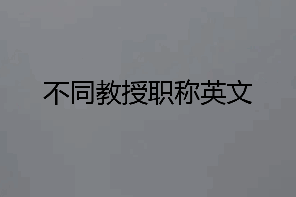 不同教授职称英文