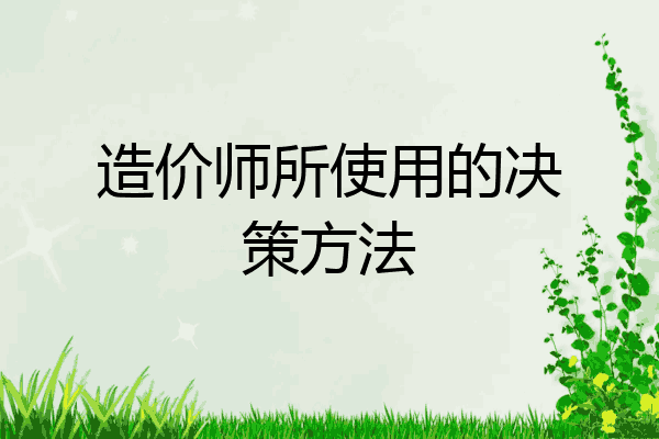造价师所使用的决策方法