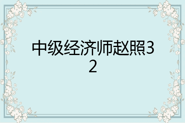 中级经济师赵照32