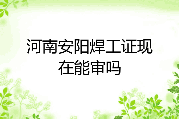 河南安阳焊工证现在能审吗