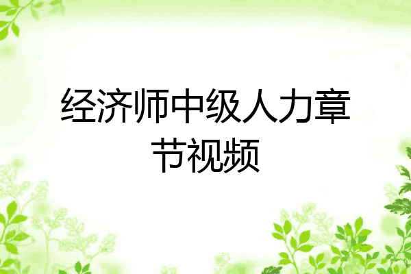 经济师中级人力章节视频