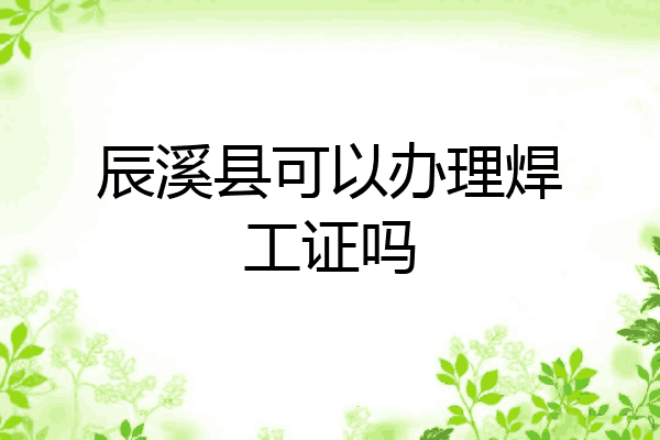 辰溪县可以办理焊工证吗