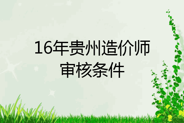16年贵州造价师审核条件