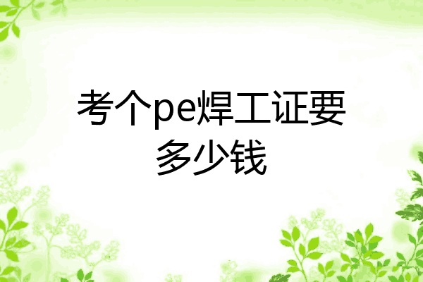 考个pe焊工证要多少钱