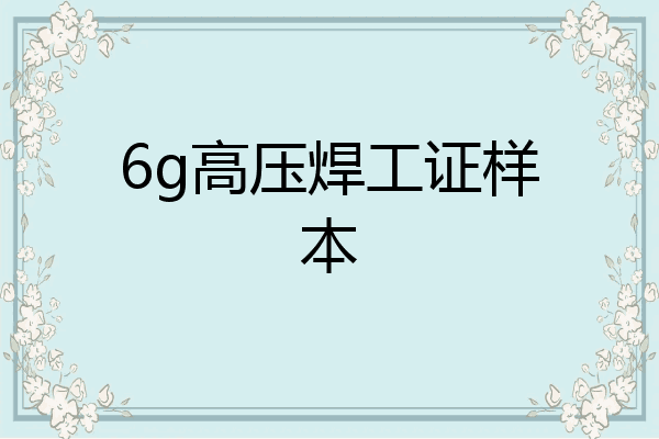 6g高压焊工证样本