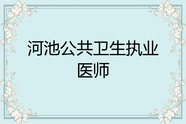 河池公共卫生执业医师