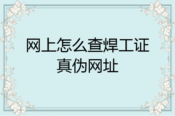 网上怎么查焊工证真伪网址