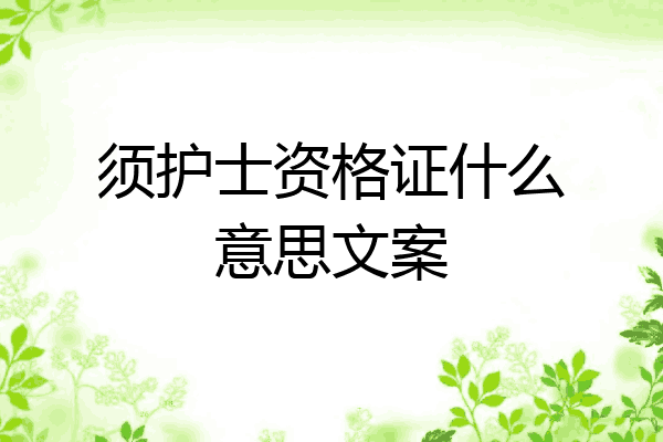 须护士资格证什么意思文案