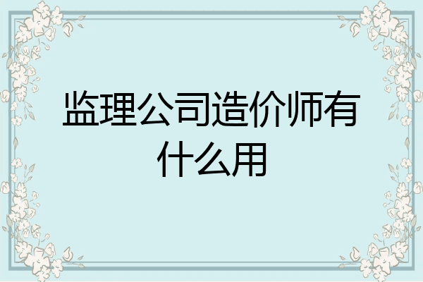 监理公司造价师有什么用