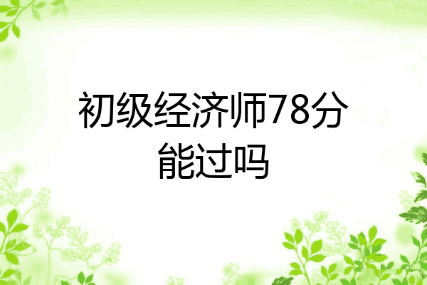 初级经济师78分能过吗
