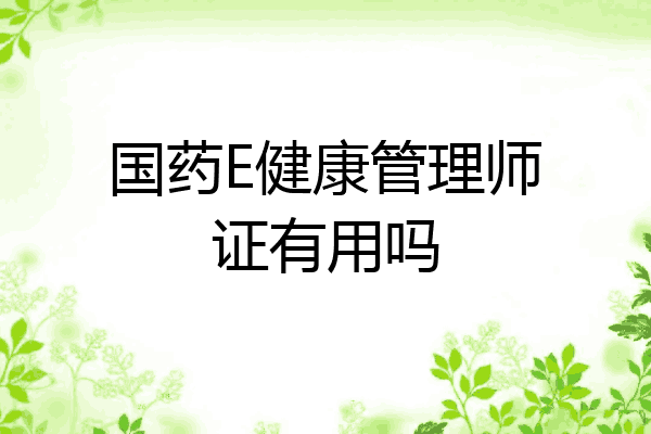 国药E健康管理师证有用吗