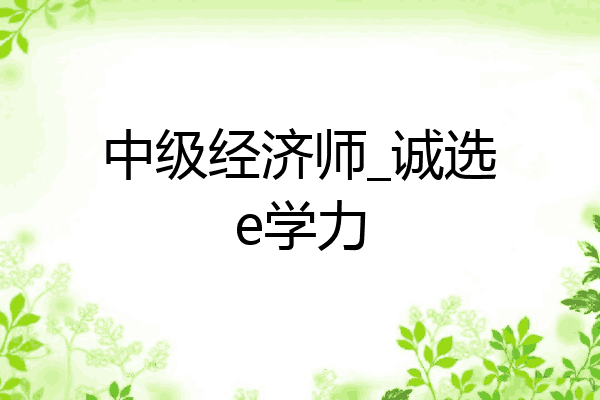 中级经济师_诚选e学力