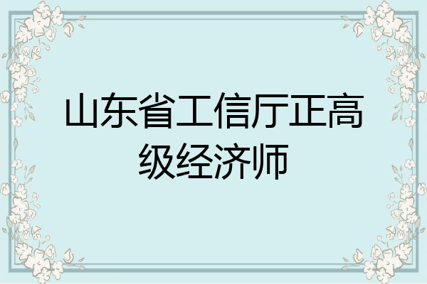 山东省工信厅正高级经济师