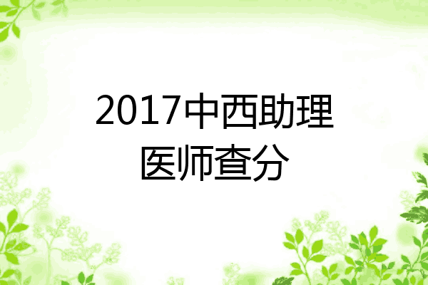 2017中西助理医师查分