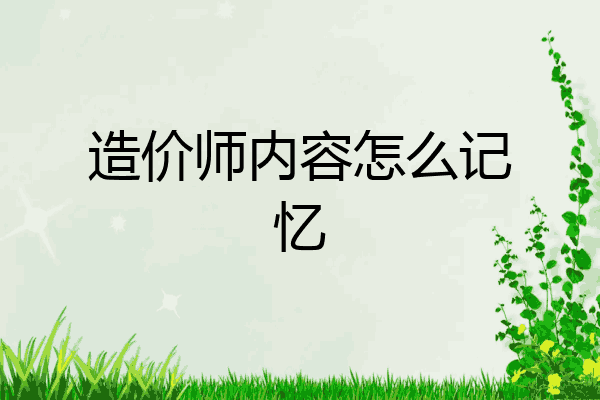 造价师内容怎么记忆