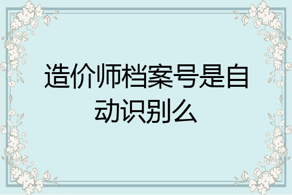 造价师档案号是自动识别么