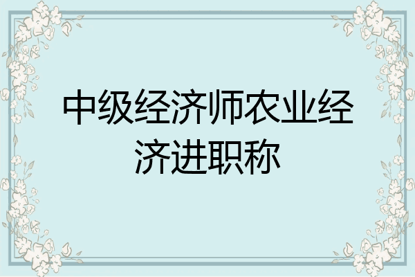 中级经济师农业经济进职称