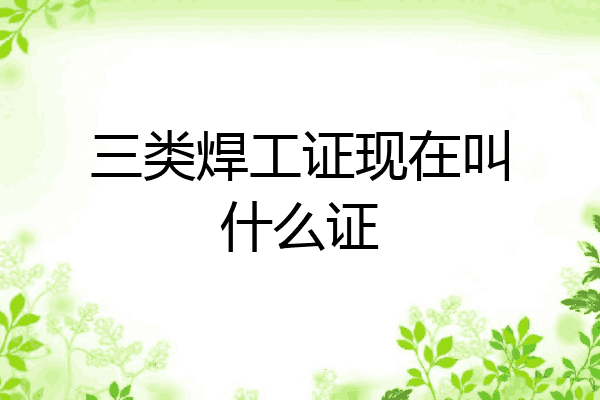 三类焊工证现在叫什么证