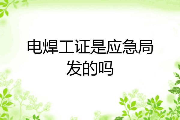 电焊工证是应急局发的吗