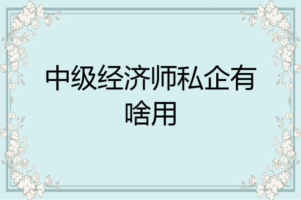 中级经济师私企有啥用