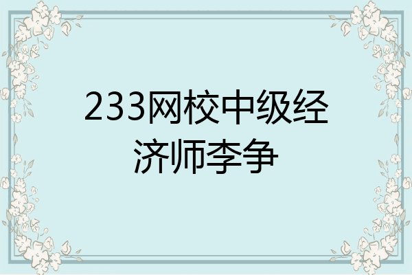 233网校中级经济师李争