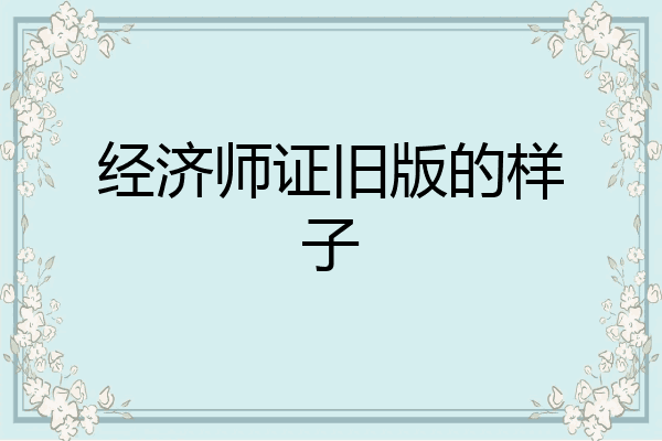 经济师证旧版的样子