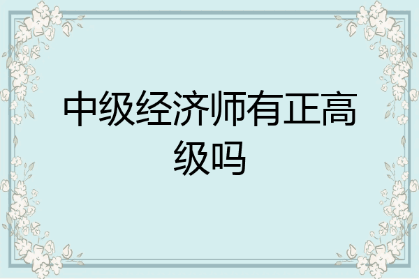 中级经济师有正高级吗