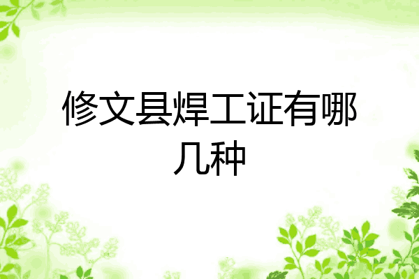 修文县焊工证有哪几种