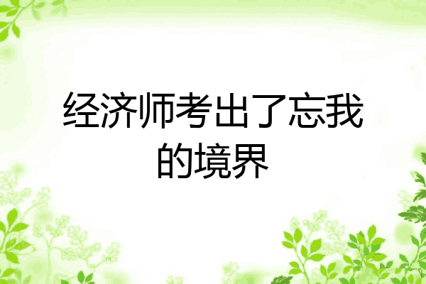 经济师考出了忘我的境界