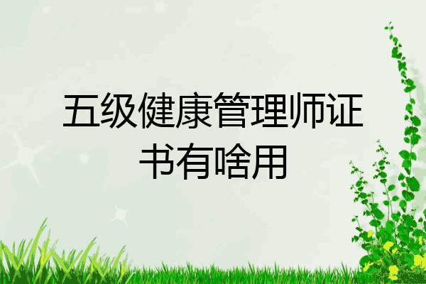 五级健康管理师证书有啥用