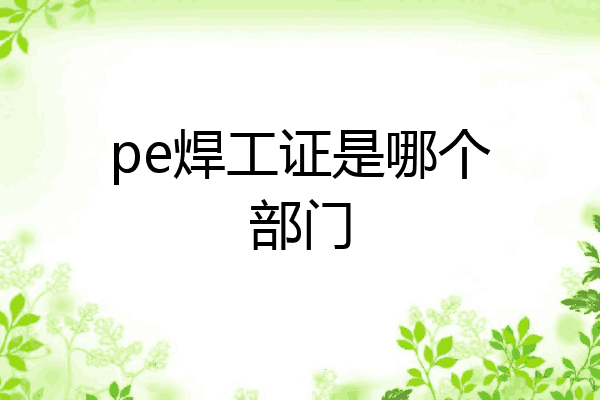 pe焊工证是哪个部门