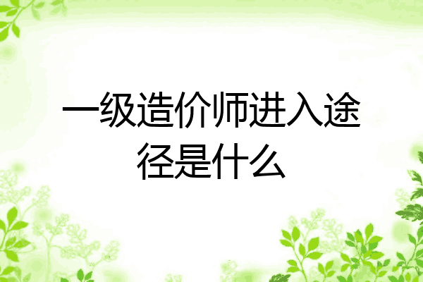 一级造价师进入途径是什么